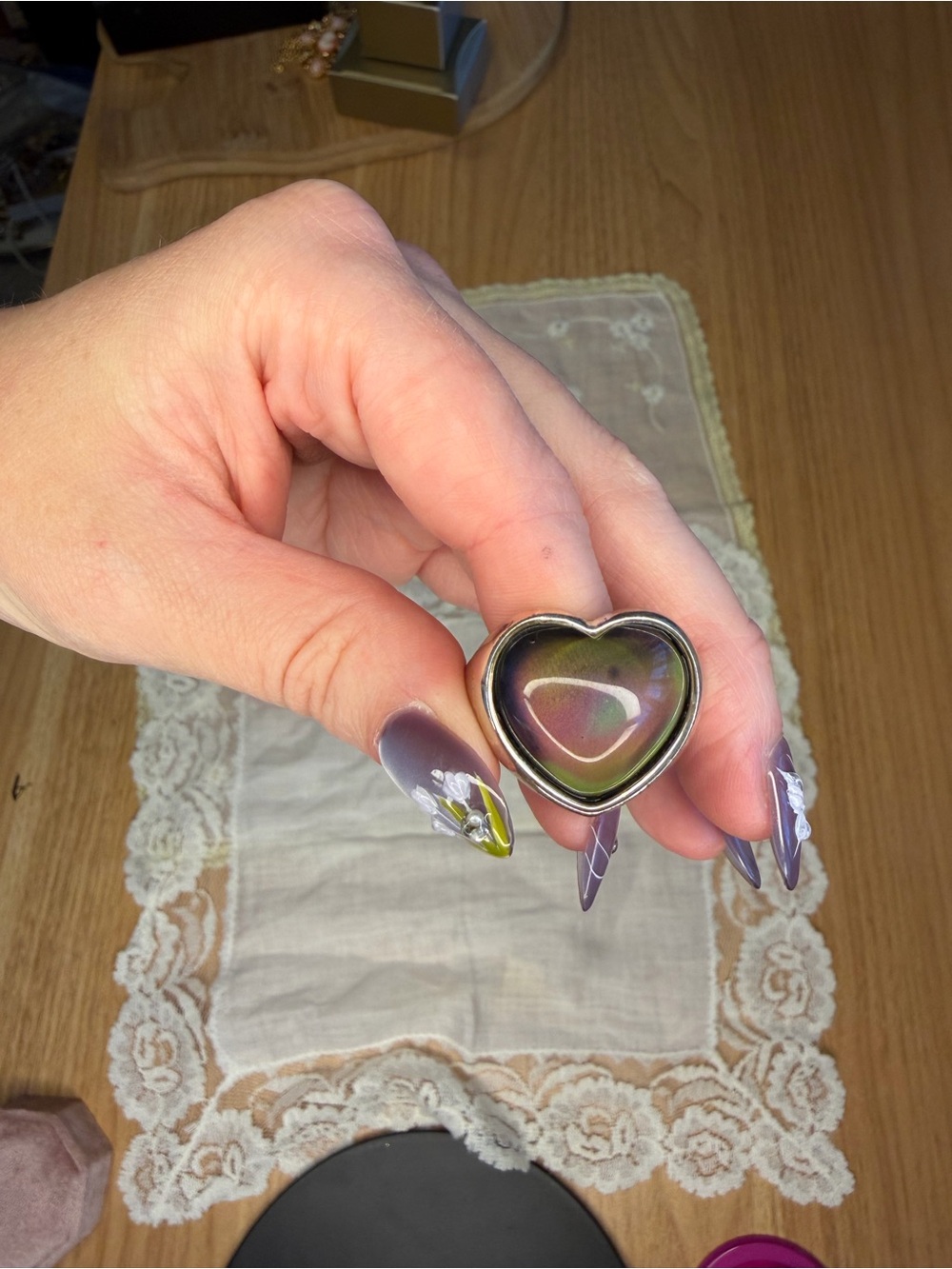 Ultra rare Avon Heart-Shaped mood Ring sz 8.75 - Picture 8 of 12